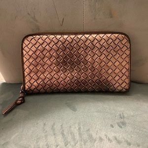 Bottega Veneta Intrecciato Leather Zip Around Wallet